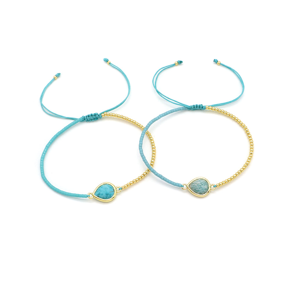 Handmade Customizable Miyuki Beads Bracelet With Nature Stone Charm