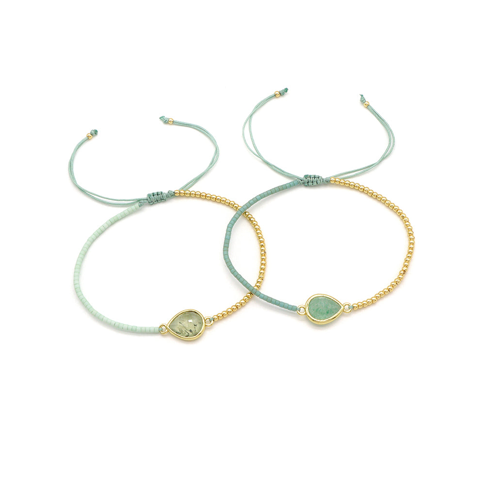 Handmade Customizable Miyuki Beads Bracelet With Nature Stone Charm