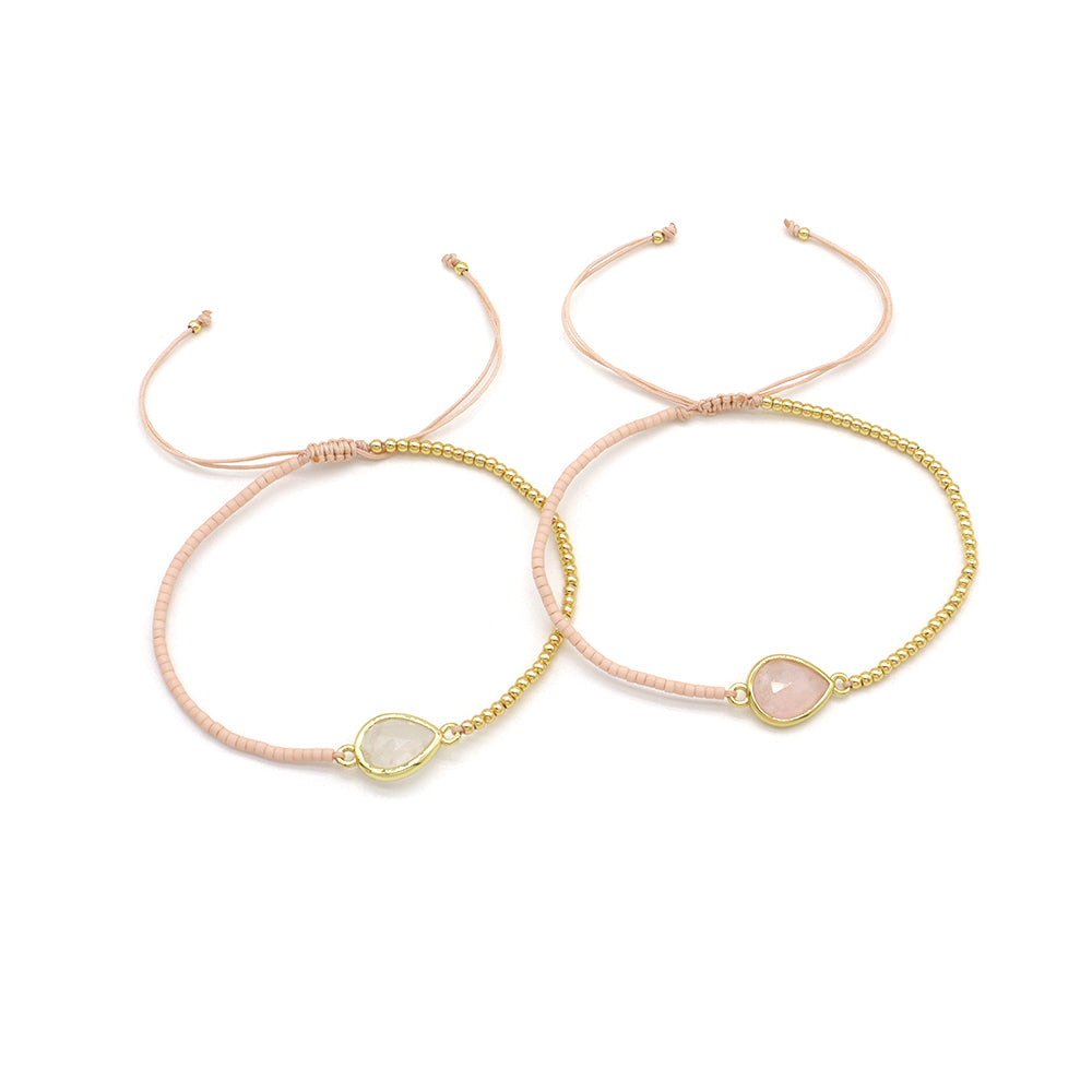 Handmade Customizable Miyuki Beads Bracelet With Nature Stone Charm