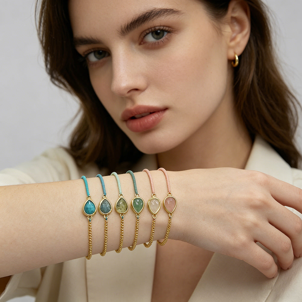 Handmade Customizable Miyuki Beads Bracelet With Nature Stone Charm