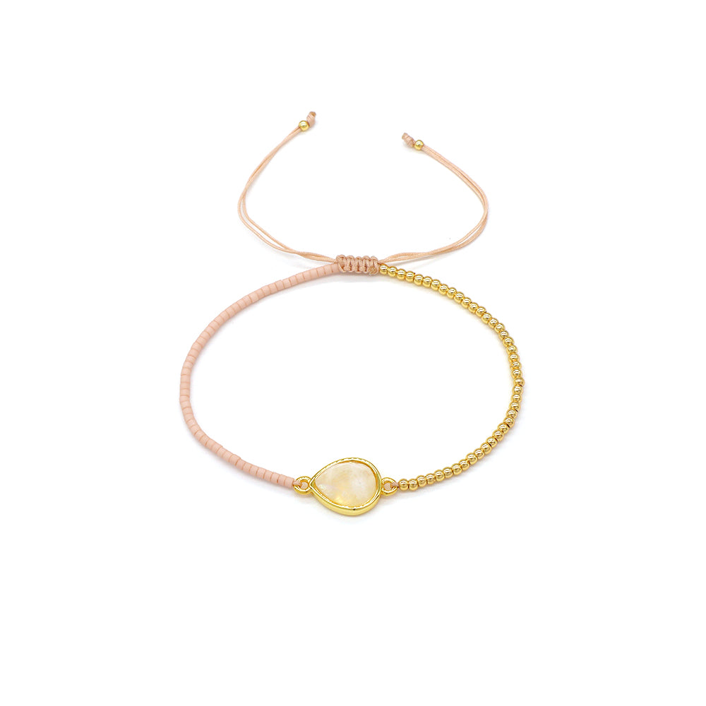 Handmade Customizable Miyuki Beads Bracelet With Nature Stone Charm