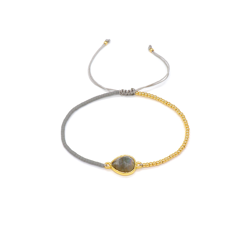 Handmade Customizable Miyuki Beads Bracelet With Nature Stone Charm