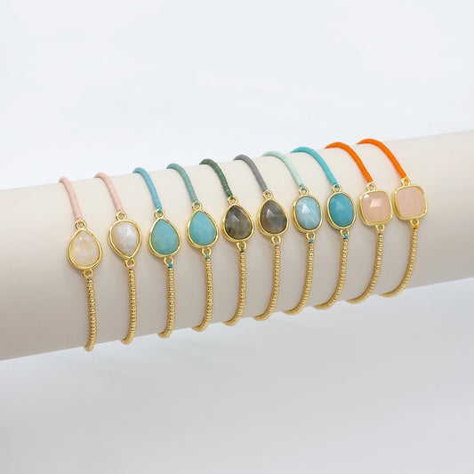 Handmade Customizable Miyuki Beads Bracelet With Nature Stone Charm