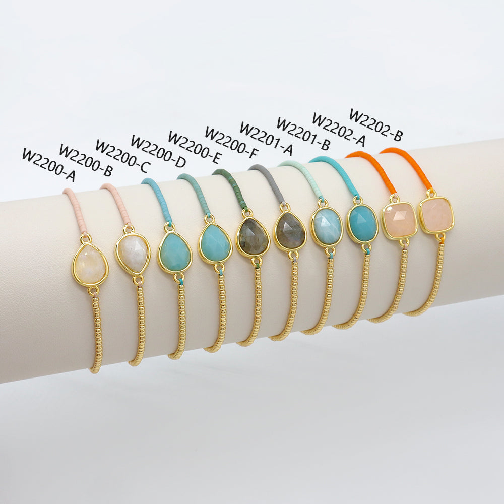 Handmade Customizable Miyuki Beads Bracelet With Nature Stone Charm