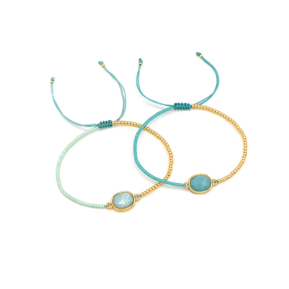 Handmade Customizable Miyuki Beads Bracelet With Nature Stone Charm