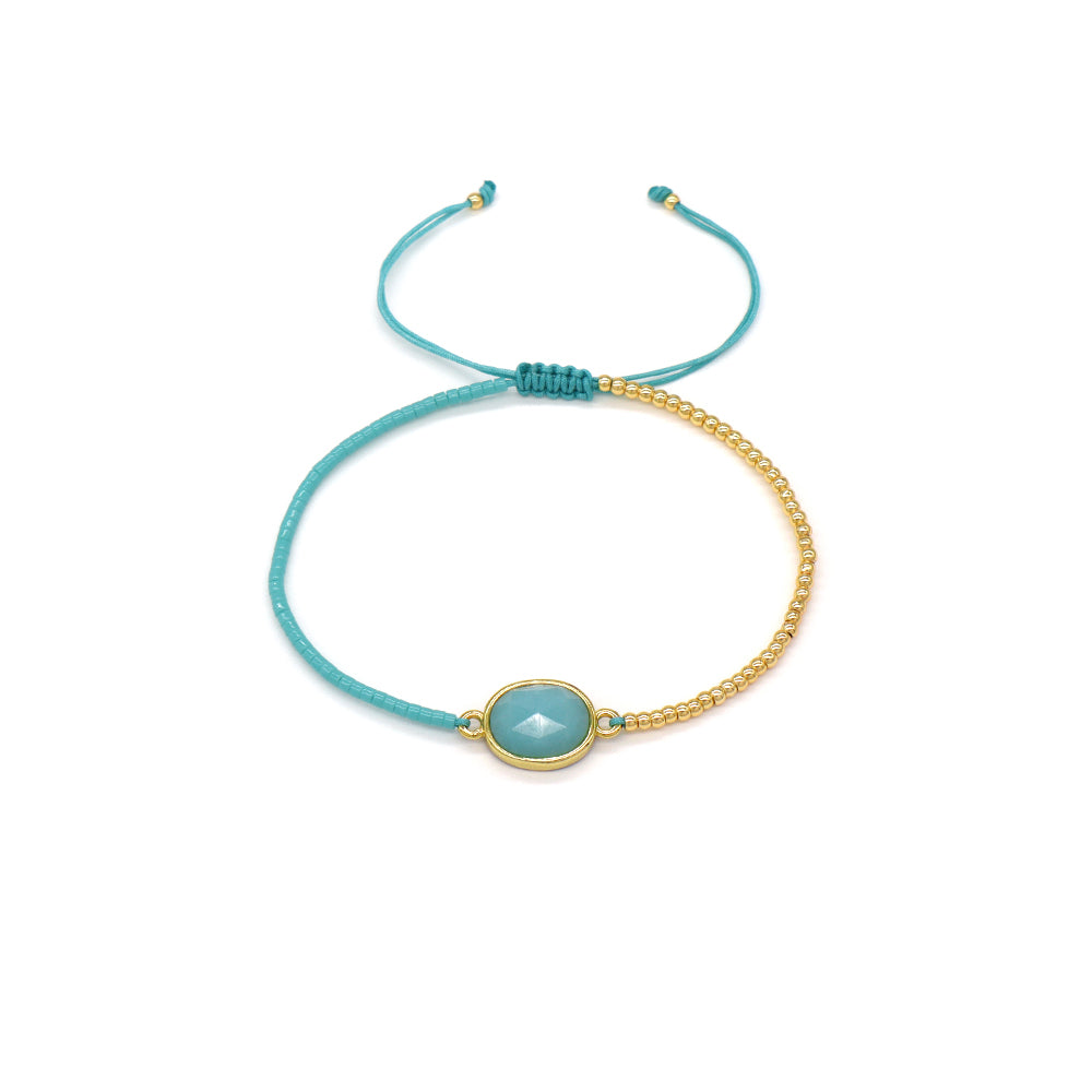 Handmade Customizable Miyuki Beads Bracelet With Nature Stone Charm