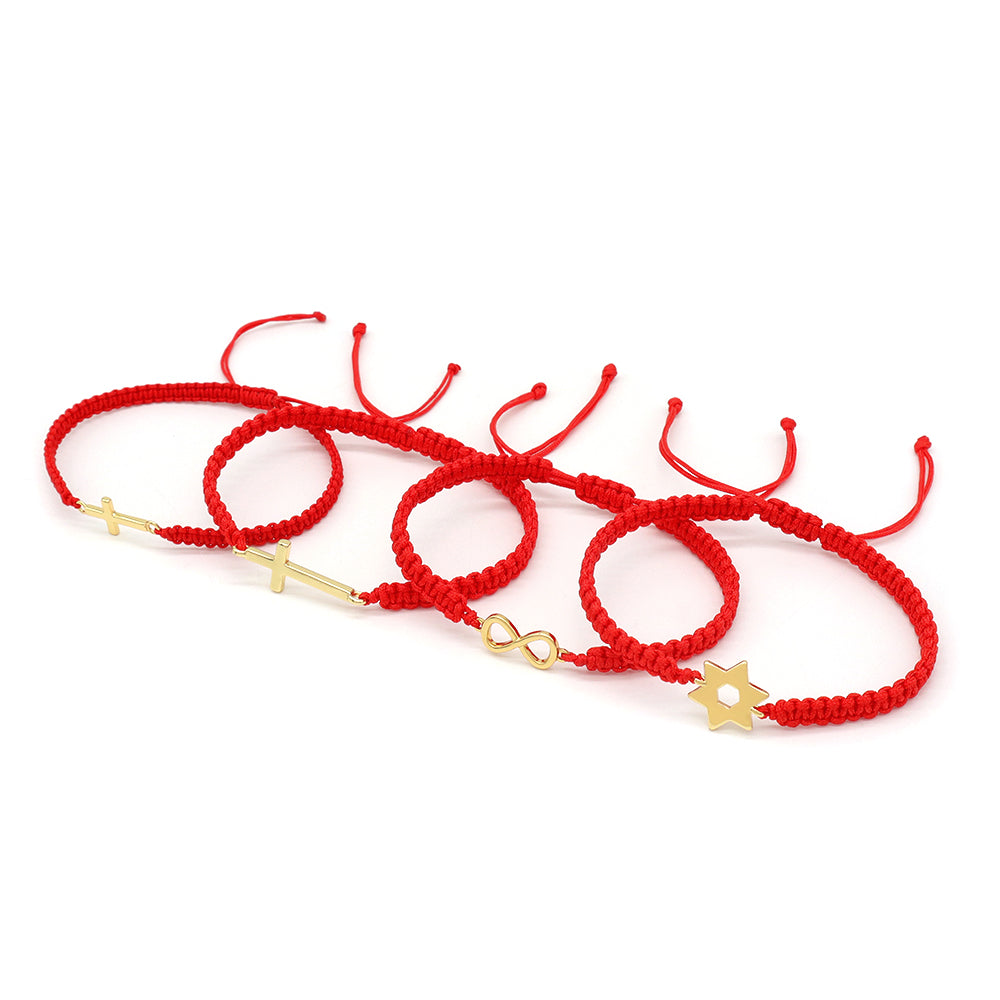 Handmade Customizable Brass Charm Bracelet With Cotton Wire