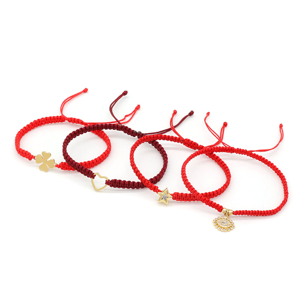 Handmade Customizable Brass Charm Bracelet With Cotton Wire