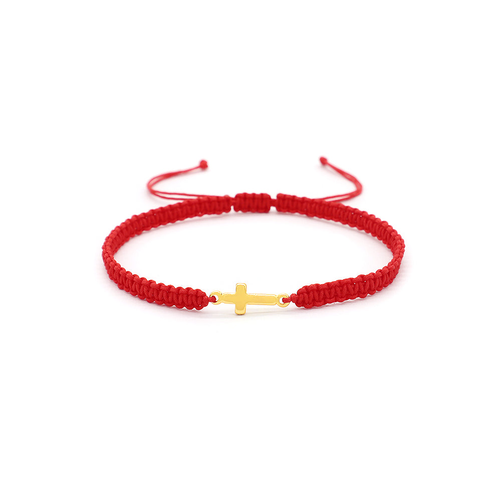 Handmade Customizable Brass Charm Bracelet With Cotton Wire