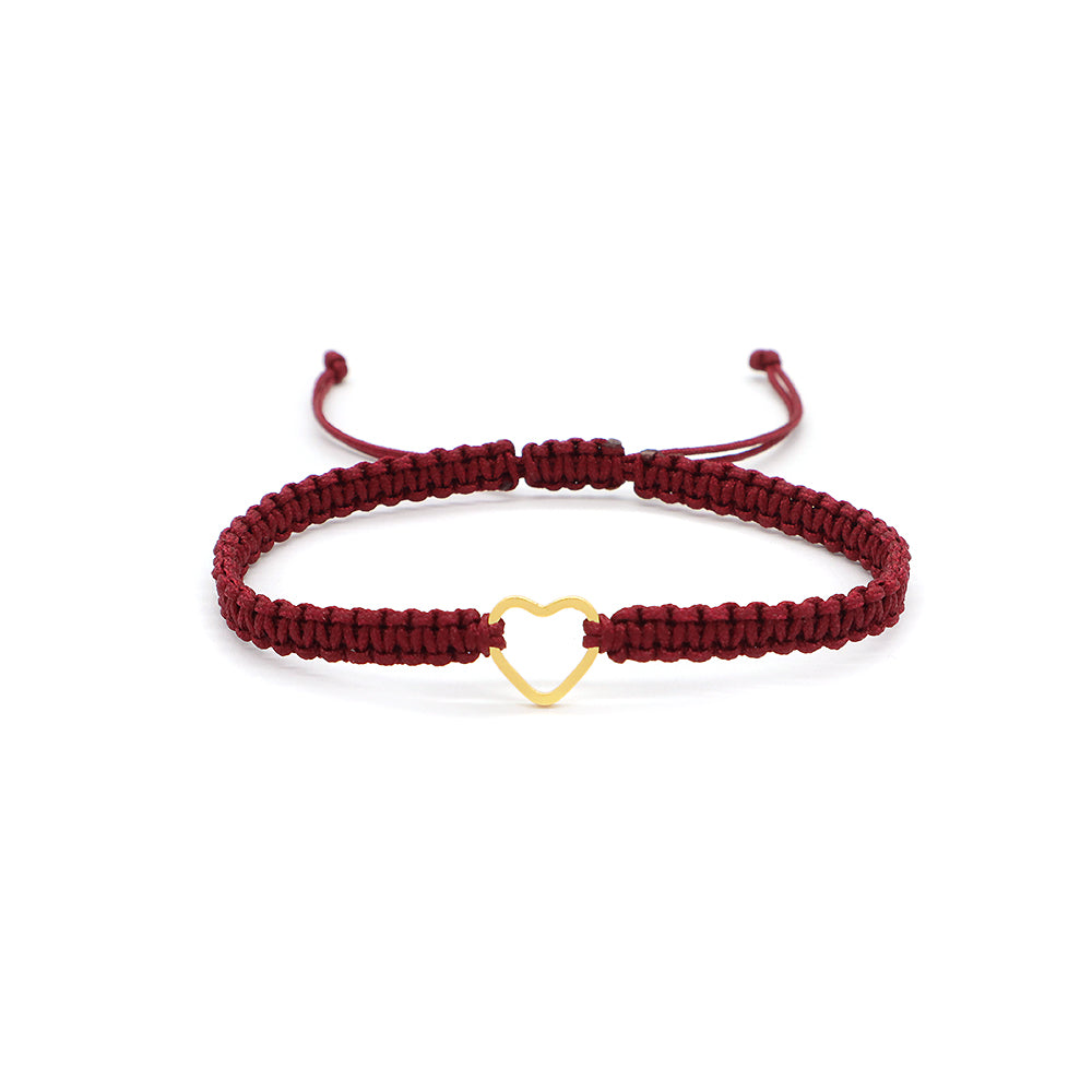 Handmade Customizable Brass Charm Bracelet With Cotton Wire