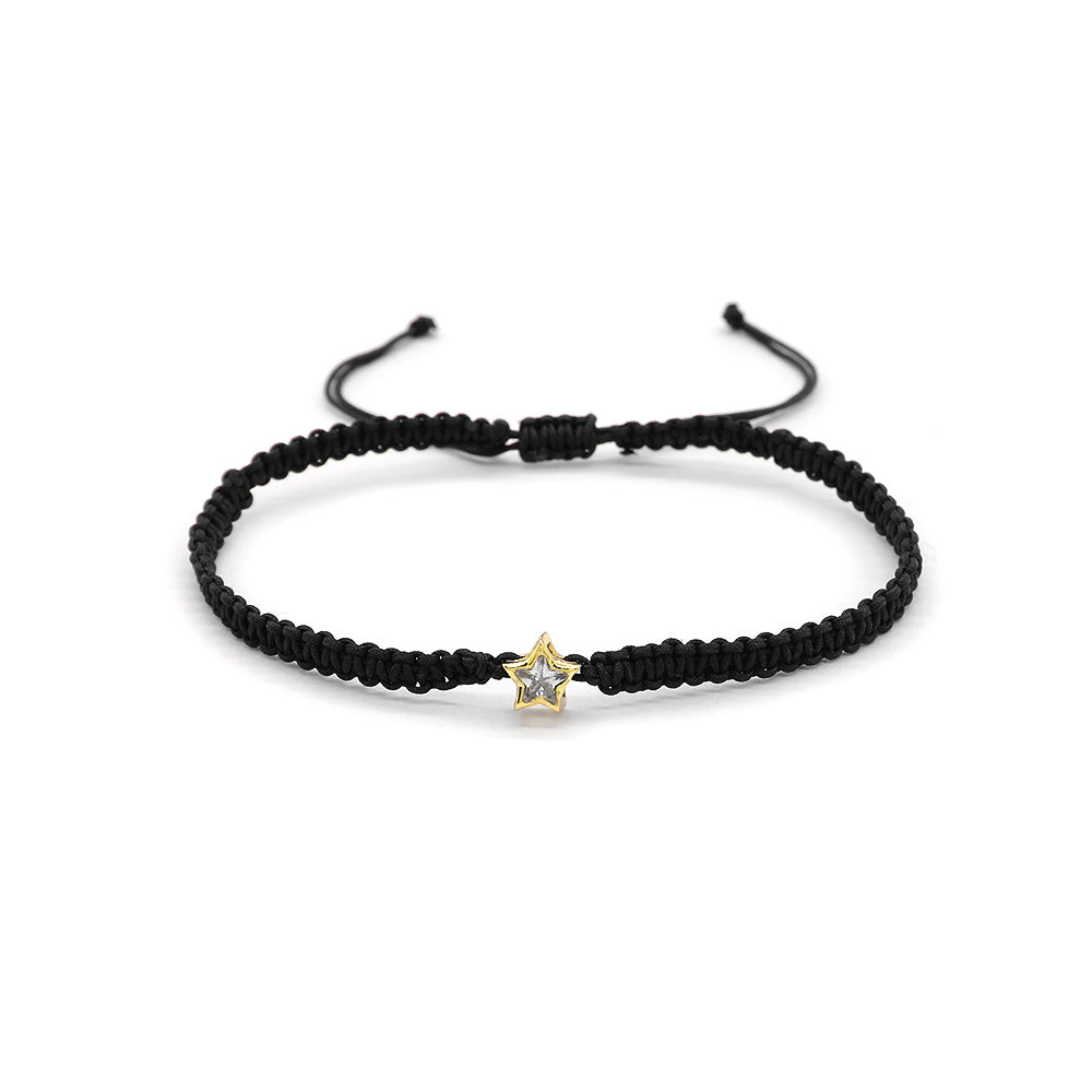 Handmade Customizable Brass Charm Bracelet With Cotton Wire