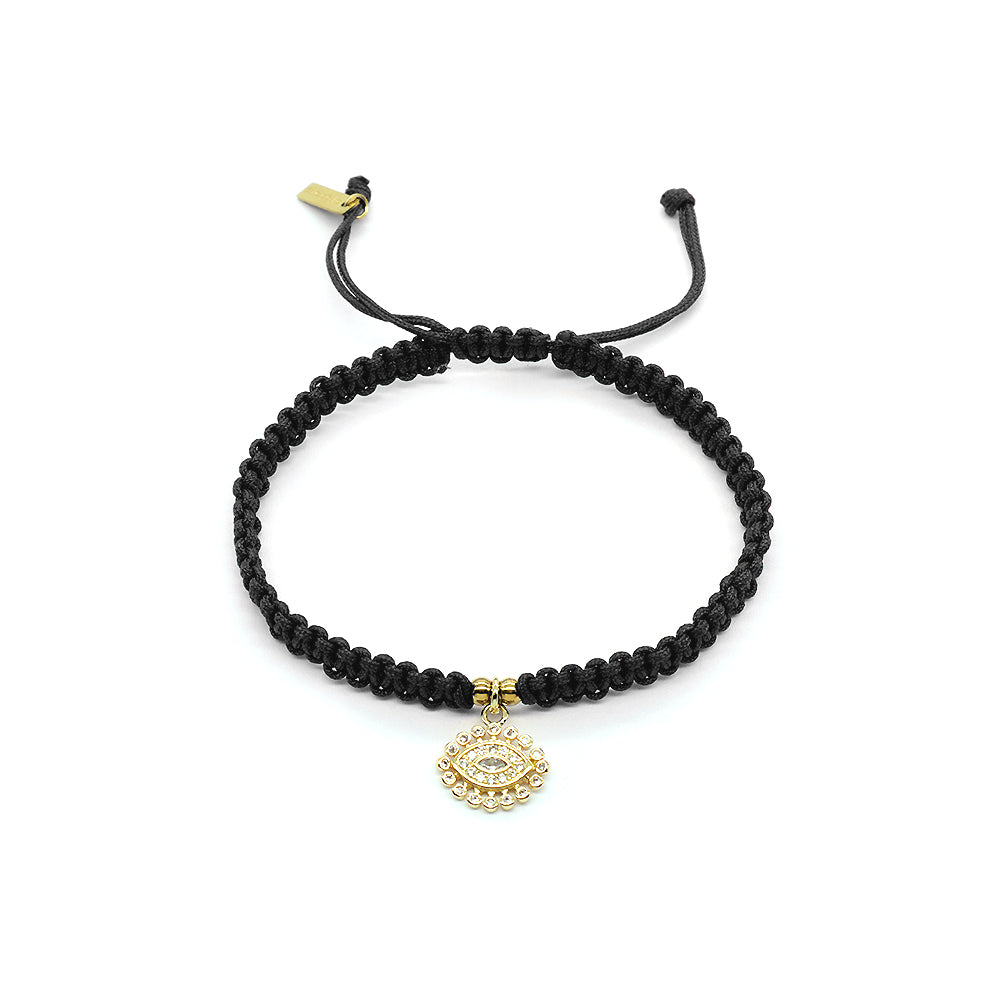 Handmade Customizable Brass Charm Bracelet With Cotton Wire