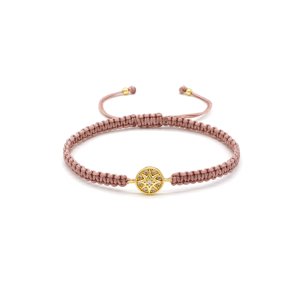 Handmade Customizable Brass Charm Bracelet With Cotton Wire