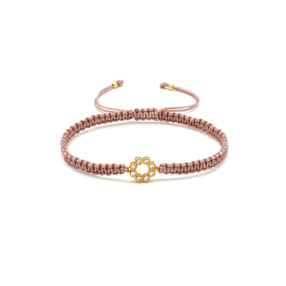 Handmade Customizable Brass Charm Bracelet With Cotton Wire