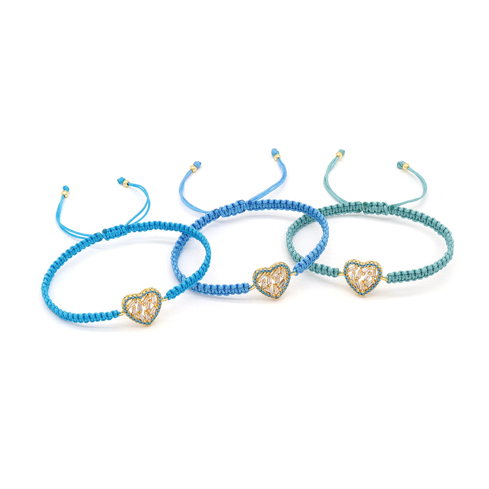 Handmade Customizable Brass Charm Bracelet With Cotton Wire