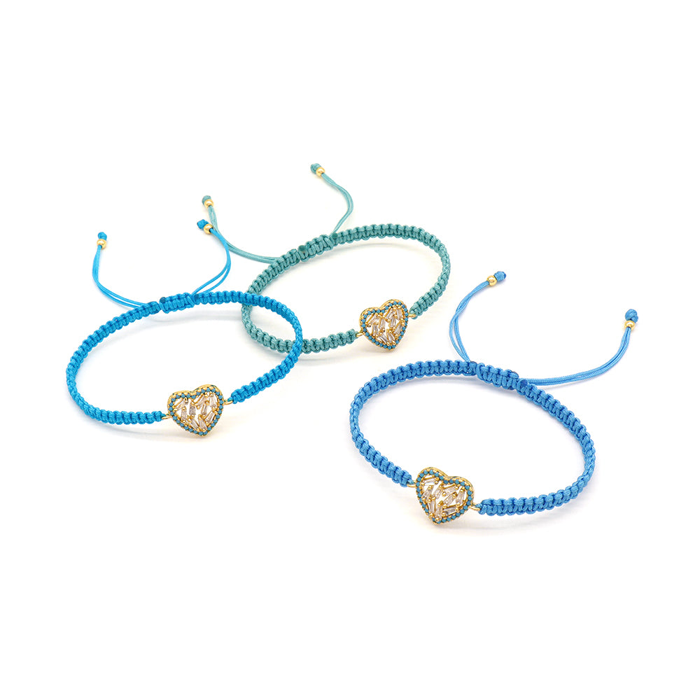 Handmade Customizable Brass Charm Bracelet With Cotton Wire