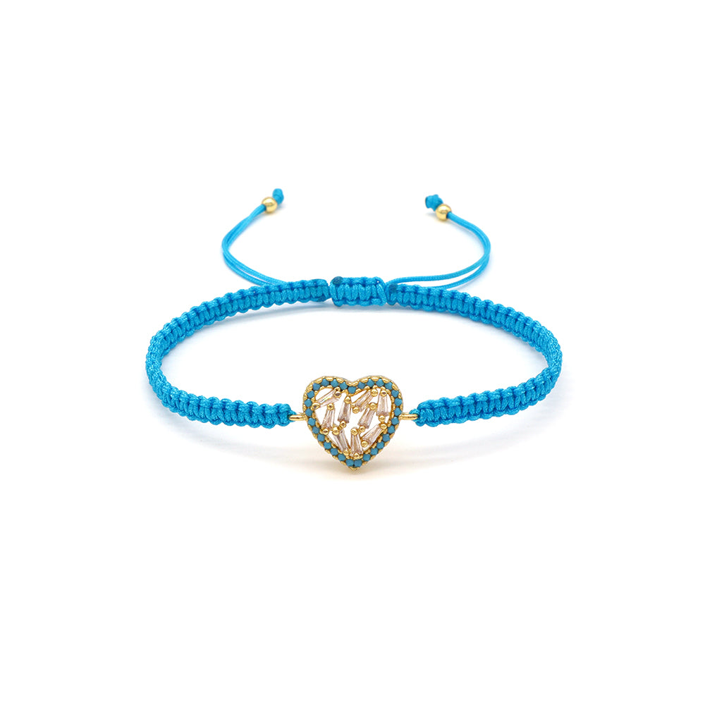 Handmade Customizable Brass Charm Bracelet With Cotton Wire