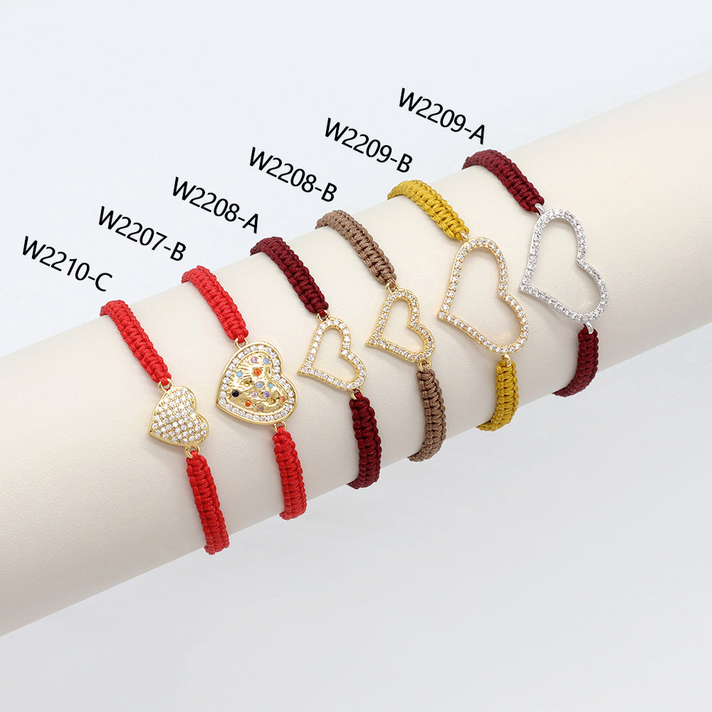 Handmade Customizable Brass Charm Bracelet With Cotton Wire