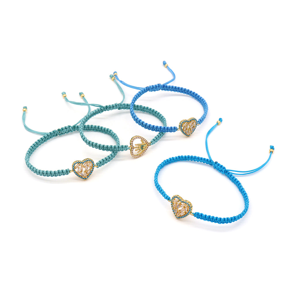 Handmade Customizable Brass Charm Bracelet With Cotton Wire