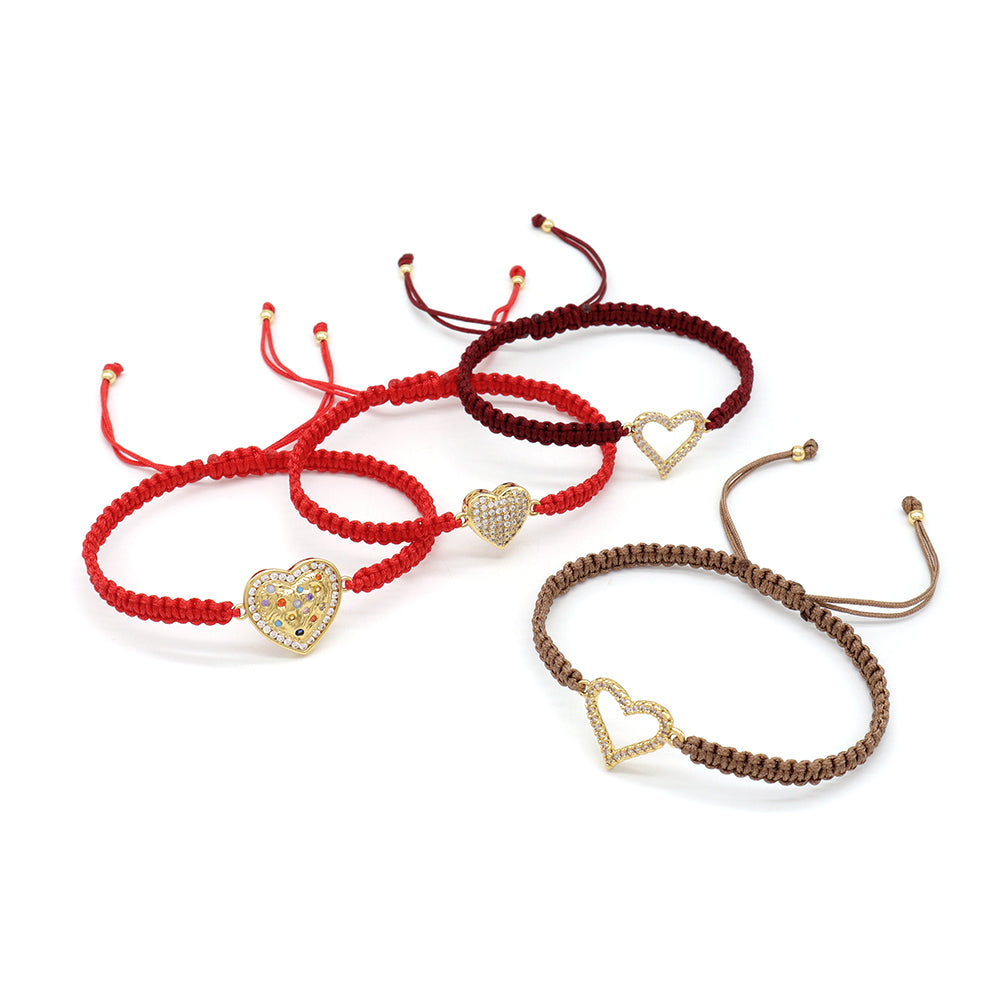 Handmade Customizable Brass Charm Bracelet With Cotton Wire