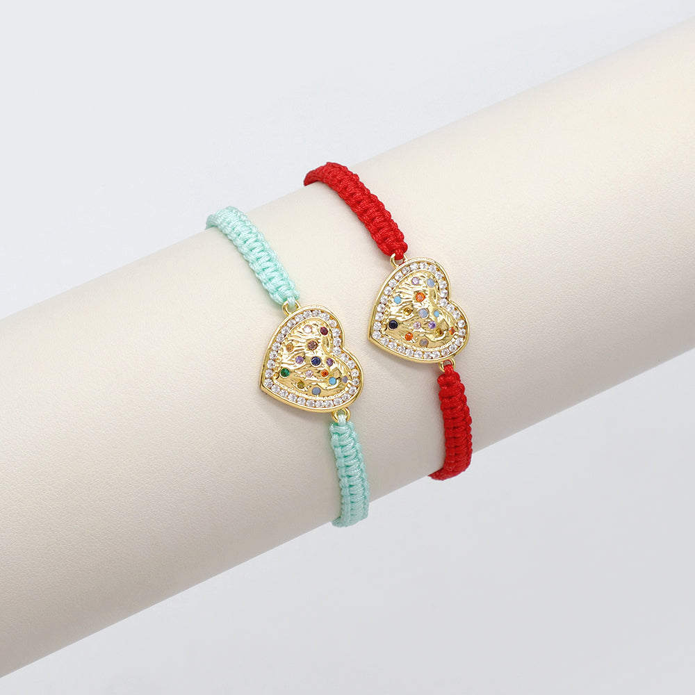 Handmade Customizable Brass Charm Bracelet With Cotton Wire