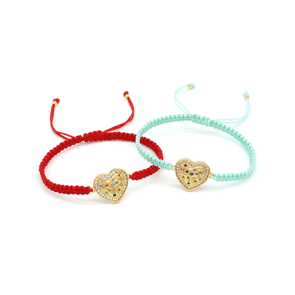 Handmade Customizable Brass Charm Bracelet With Cotton Wire