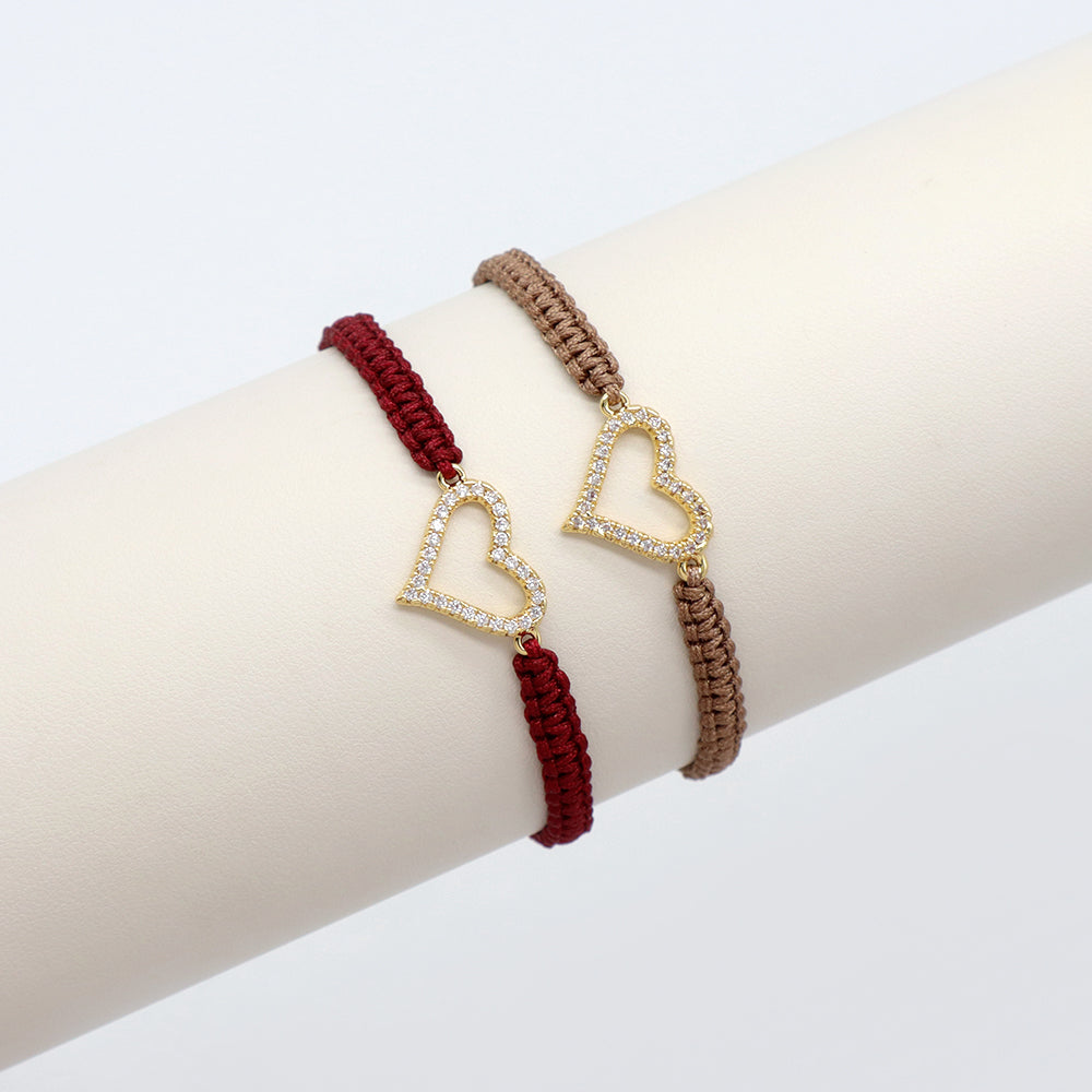 Handmade Customizable Brass Charm Bracelet With Cotton Wire