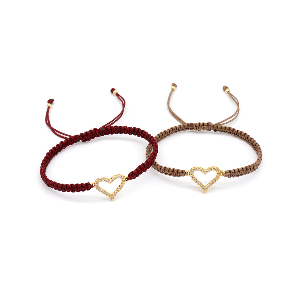 Handmade Customizable Brass Charm Bracelet With Cotton Wire