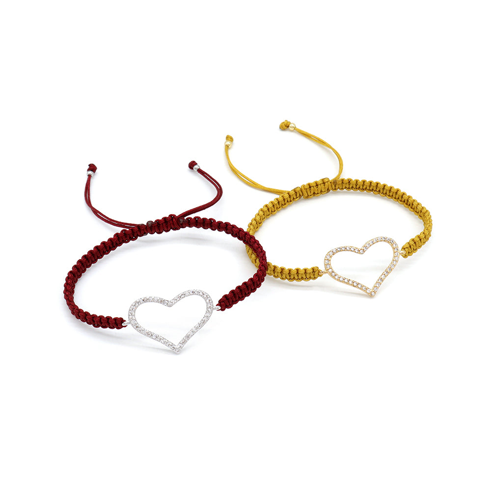 Handmade Customizable Brass Charm Bracelet With Cotton Wire