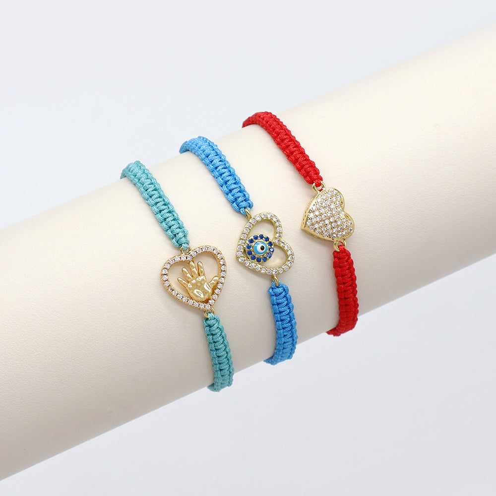 Handmade Customizable Brass Charm Bracelet With Cotton Wire