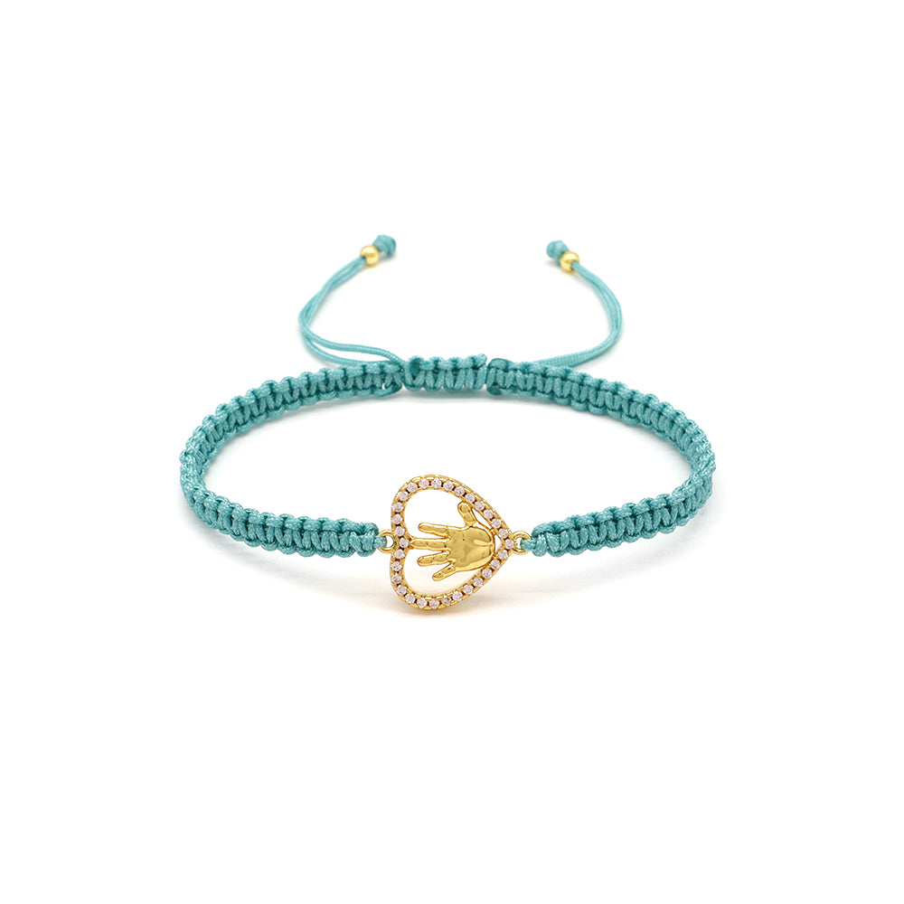 Handmade Customizable Brass Charm Bracelet With Cotton Wire