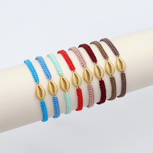 Handmade Customizable Brass Charm Bracelet With Cotton Wire