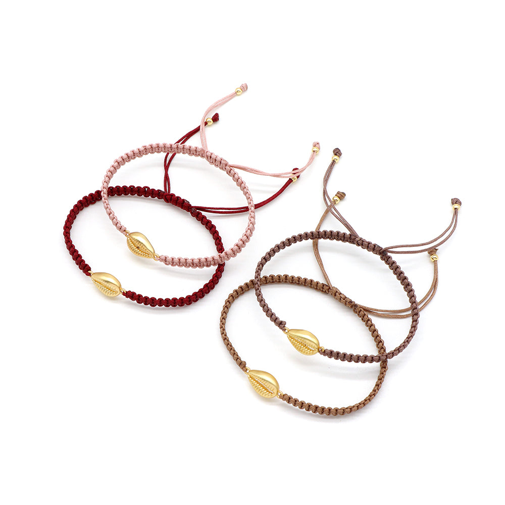 Handmade Customizable Brass Charm Bracelet With Cotton Wire