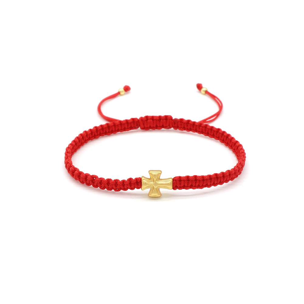Handmade Customizable Brass Charm Bracelet With Cotton Wire