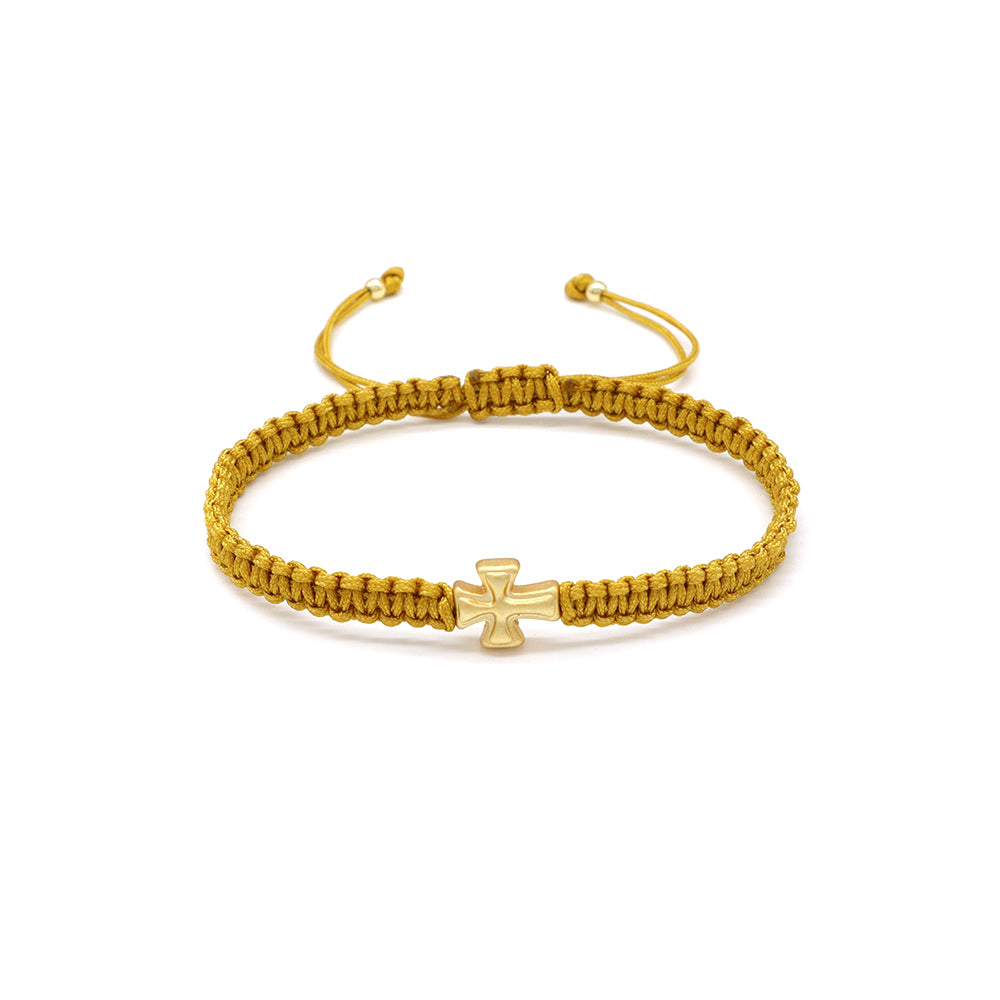 Handmade Customizable Brass Charm Bracelet With Cotton Wire