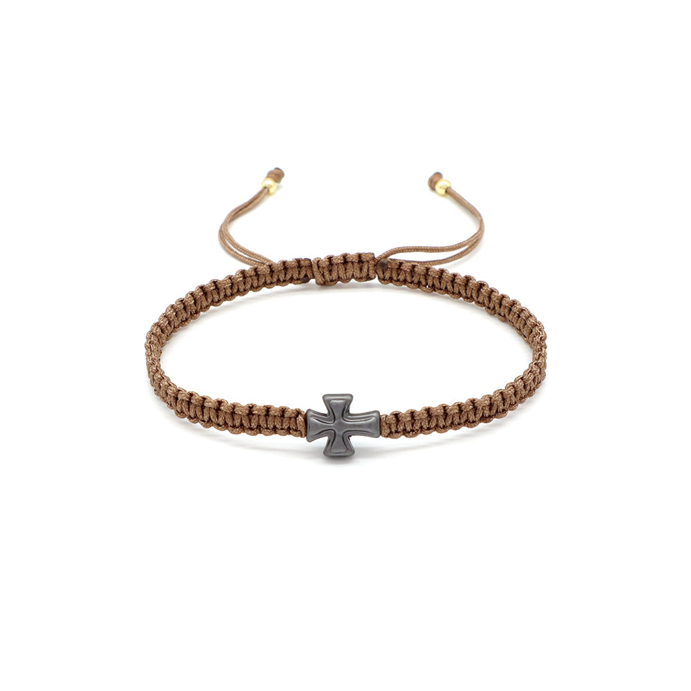 Handmade Customizable Brass Charm Bracelet With Cotton Wire