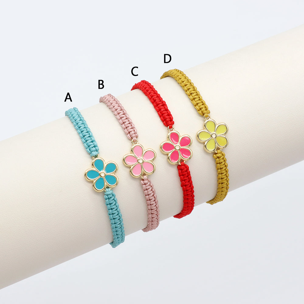 Handmade Customizable Brass Charm Bracelet With Cotton Wire