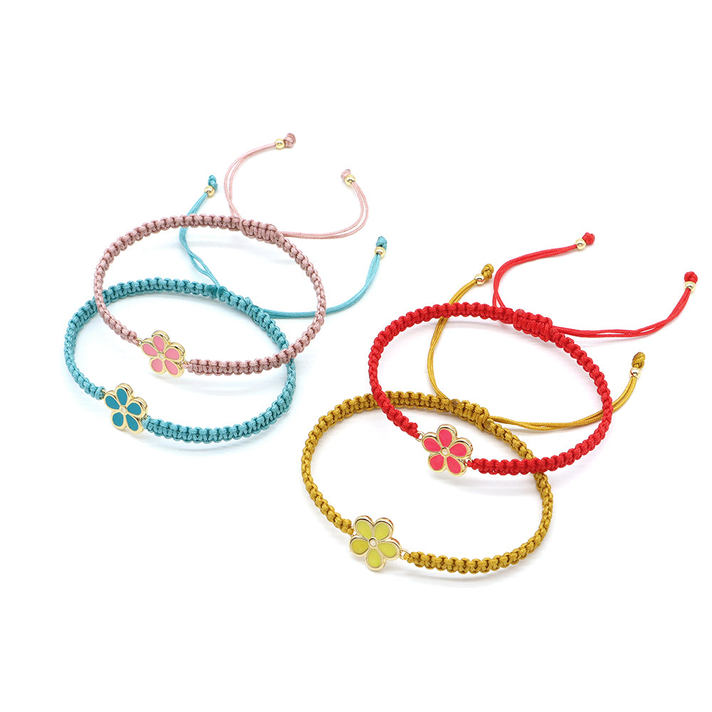 Handmade Customizable Brass Charm Bracelet With Cotton Wire