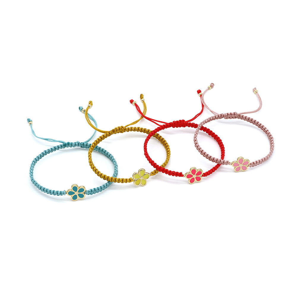 Handmade Customizable Brass Charm Bracelet With Cotton Wire