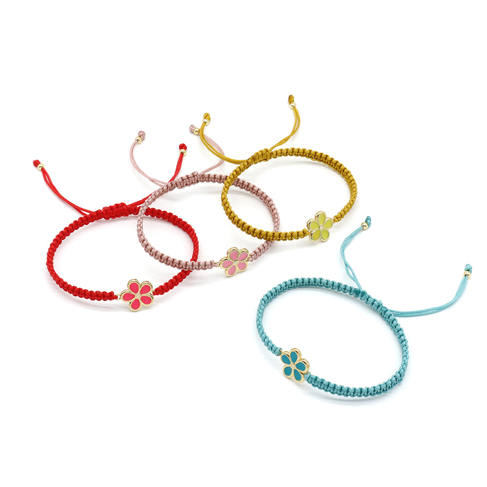 Handmade Customizable Brass Charm Bracelet With Cotton Wire