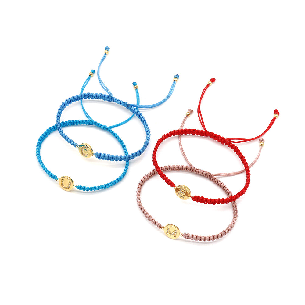 Handmade Customizable Brass Charm Bracelet With Cotton Wire