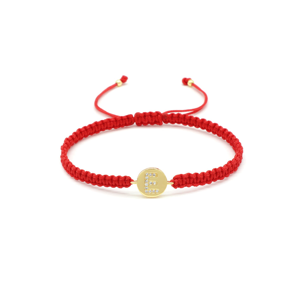 Handmade Customizable Brass Charm Bracelet With Cotton Wire