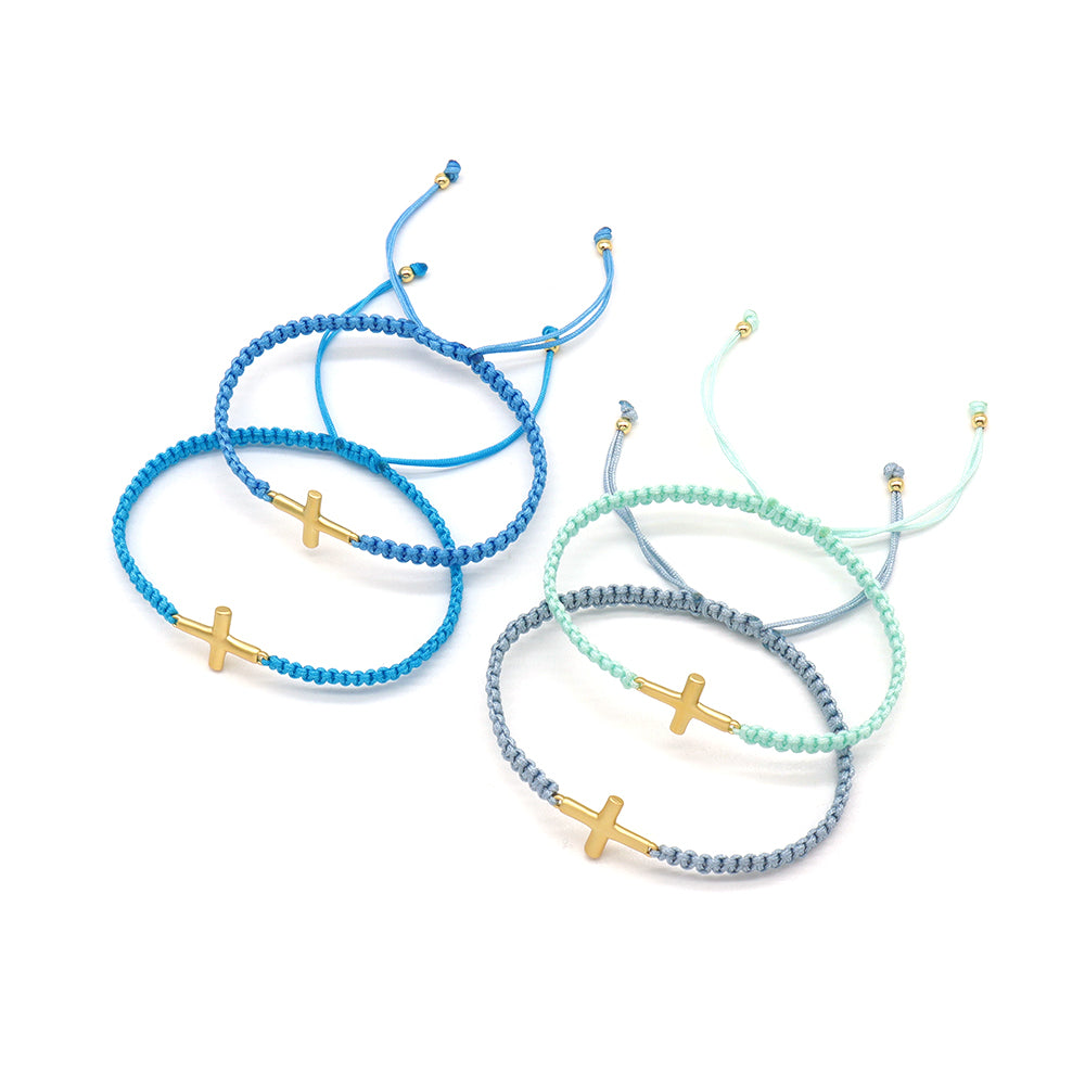 Handmade Customizable Brass Charm Bracelet With Cotton Wire