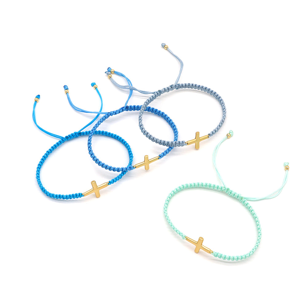 Handmade Customizable Brass Charm Bracelet With Cotton Wire