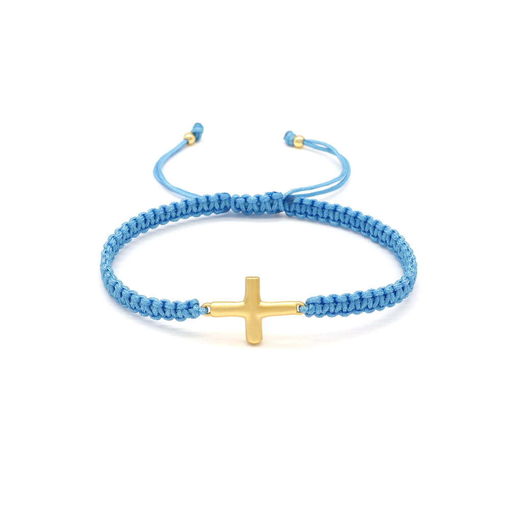 Handmade Customizable Brass Charm Bracelet With Cotton Wire