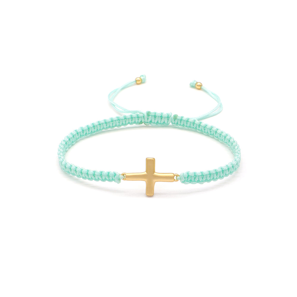 Handmade Customizable Brass Charm Bracelet With Cotton Wire