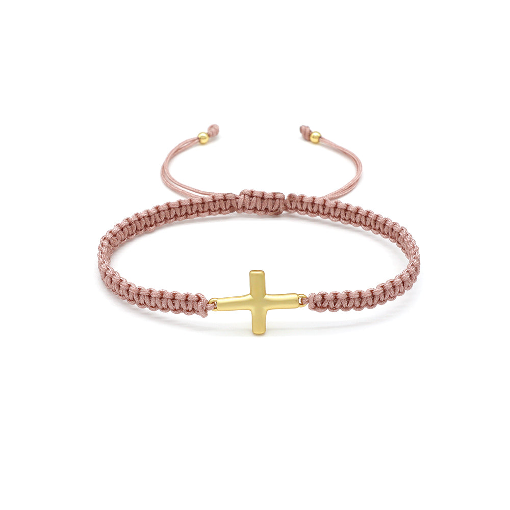 Handmade Customizable Brass Charm Bracelet With Cotton Wire