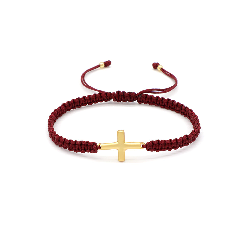 Handmade Customizable Brass Charm Bracelet With Cotton Wire