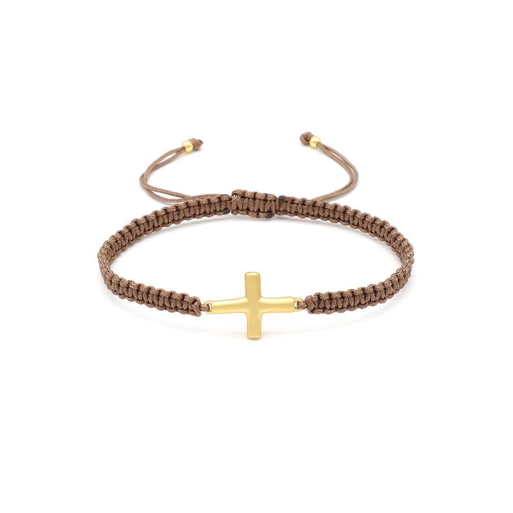 Handmade Customizable Brass Charm Bracelet With Cotton Wire