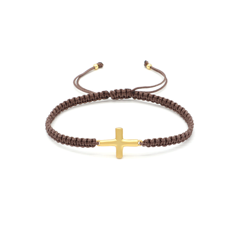 Handmade Customizable Brass Charm Bracelet With Cotton Wire